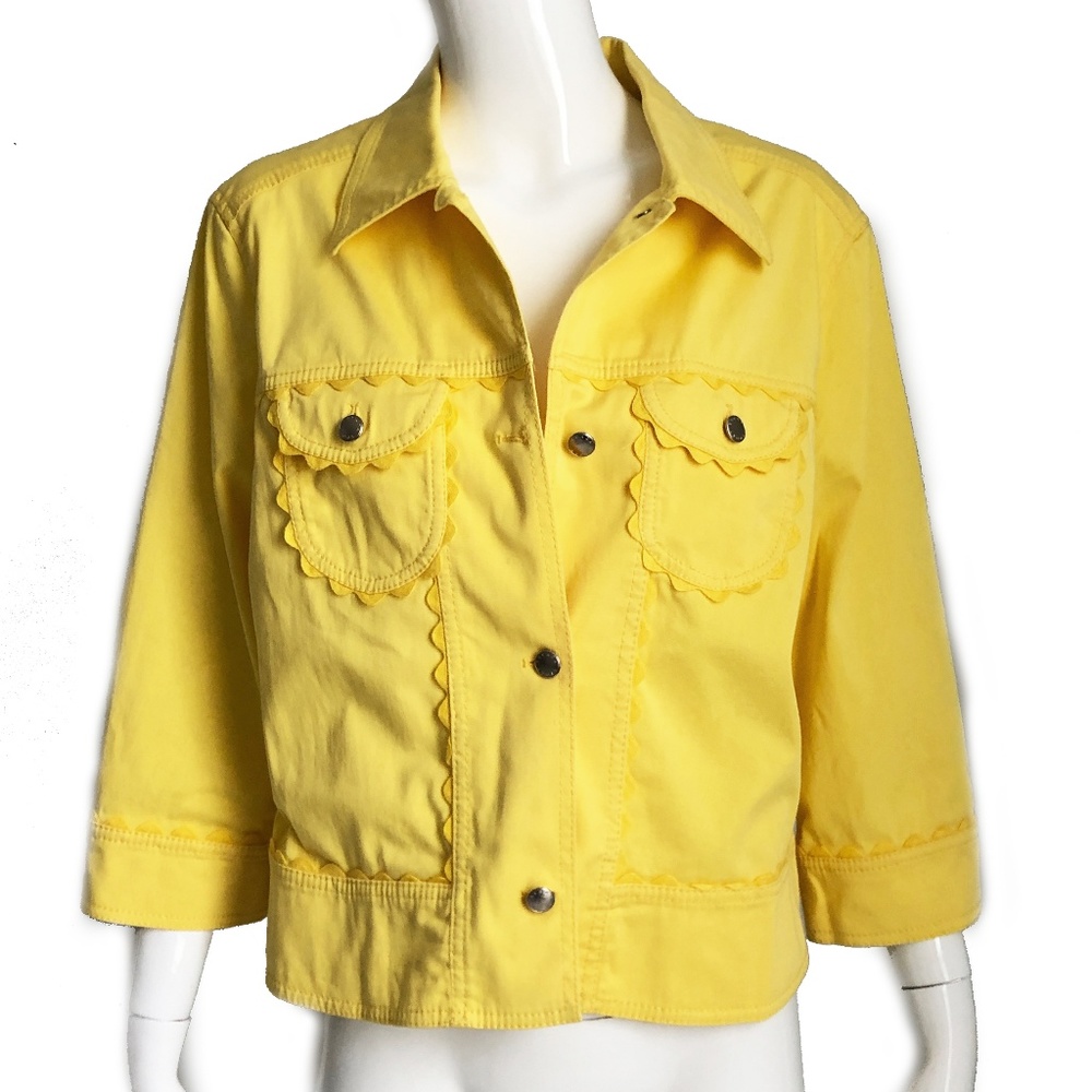 Escada Jacket Bright Yellow Patch Pockets Spring … - image 1